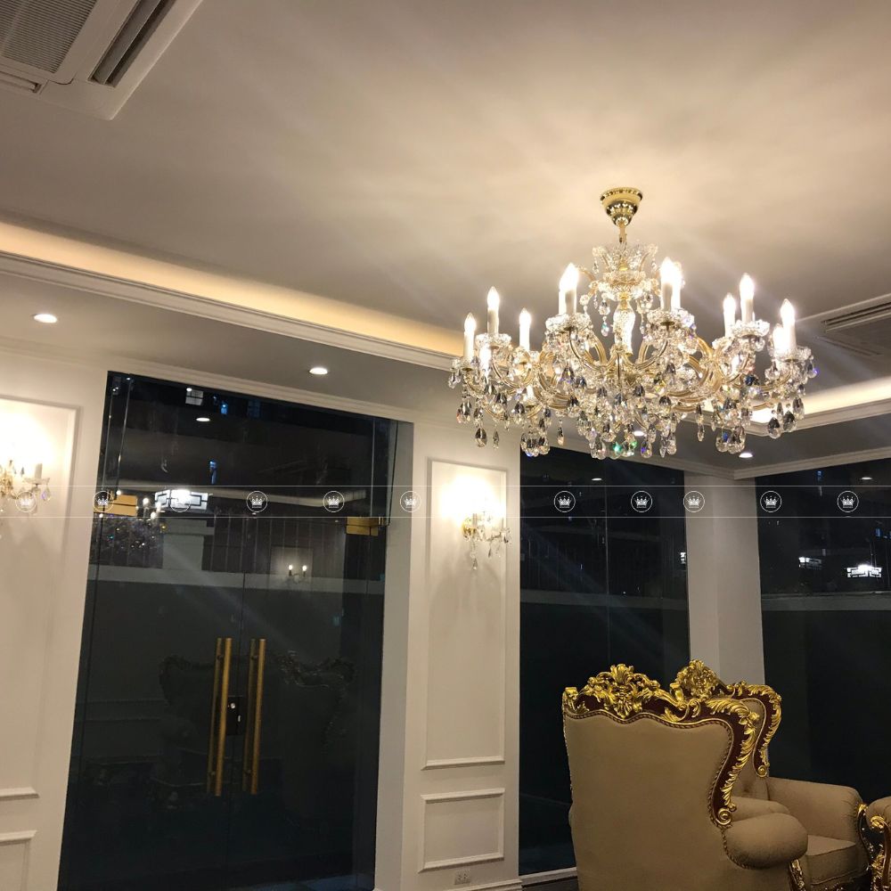 Dự án lắp ráp đèn chùm pha lê Maria nhà anh Quang ở Nhà Bè 1