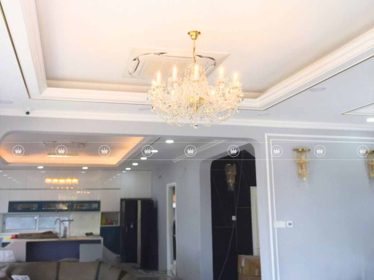 Thi công lắp đặt đèn pha lê trang trí phòng khách nhà anh Duy - Tân Hưng Thuận - Quận 7 2