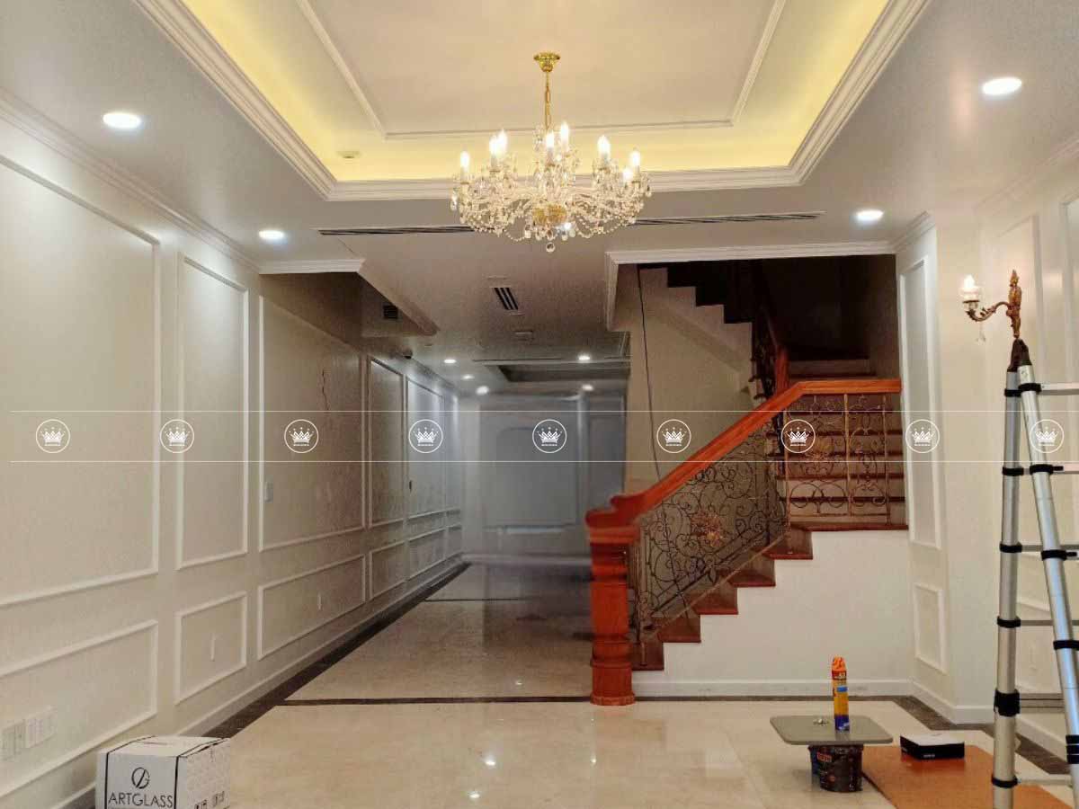 Tư vấn, thiết kế & thi công lắp đặt đèn pha lê trang trí phòng khách tại nhà anh Nghĩa  - Phường 4 - Quận Tân Bình 1