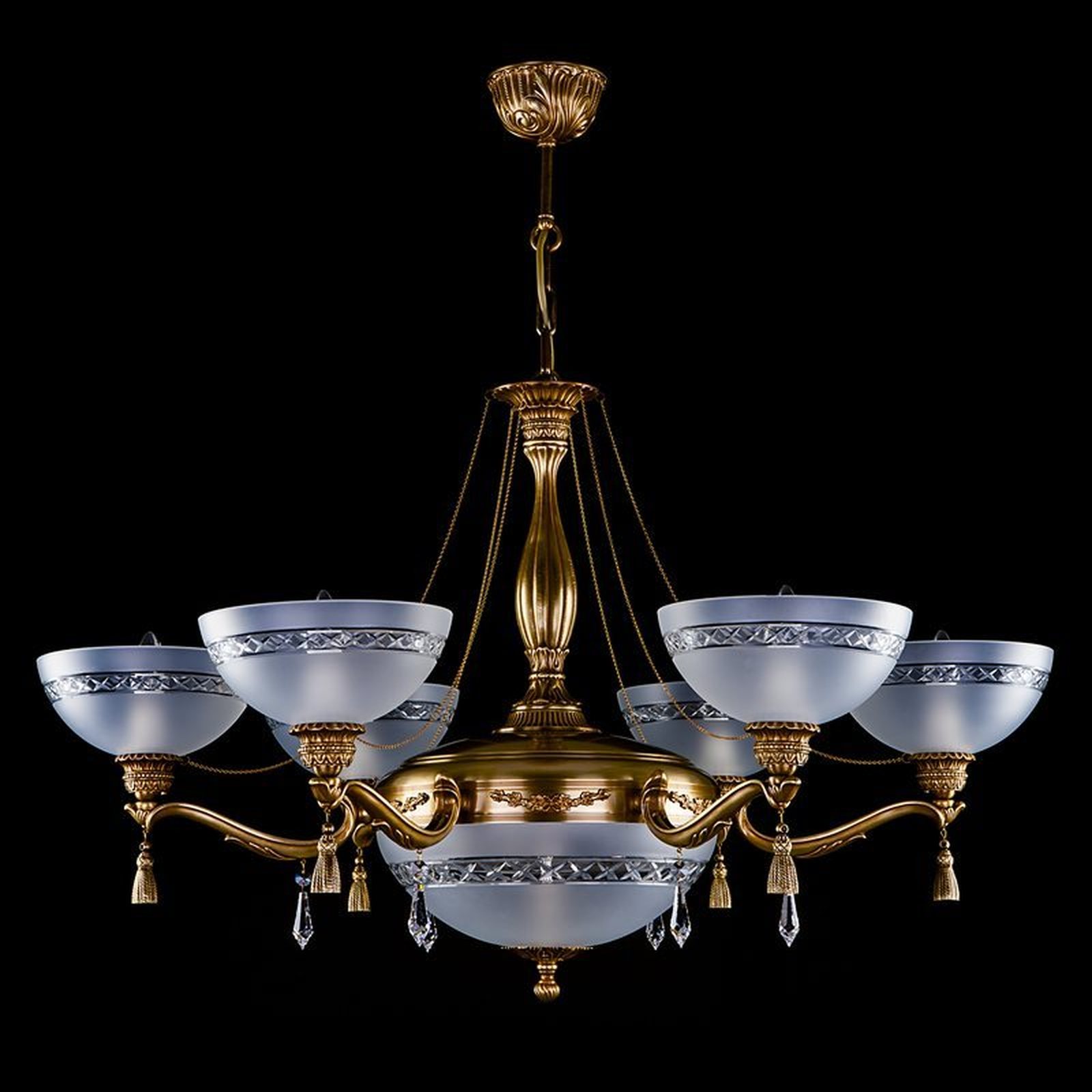 ĐÈN CHÙM ĐỒNG PHA LÊ GOLDIE VI LIGHT PATINA 