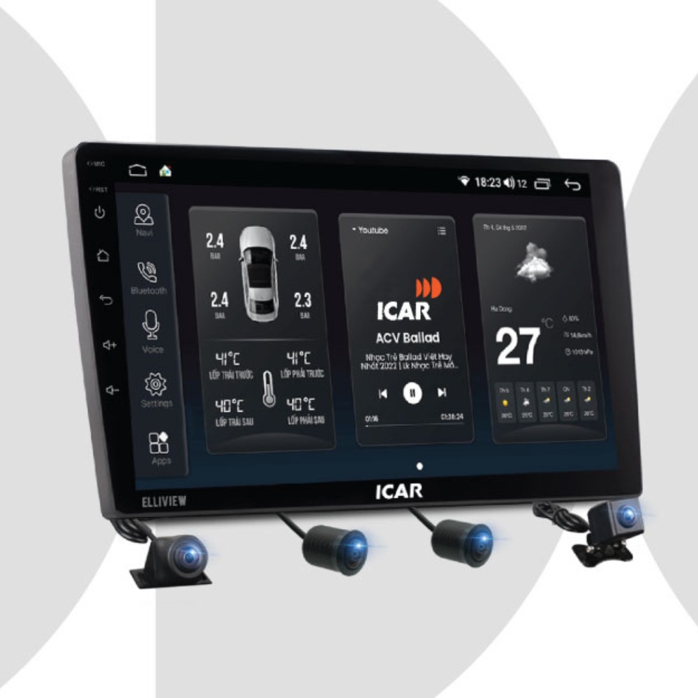 Màn Hình Ô Tô Android  Liền Cam 360 Elliview Sep 